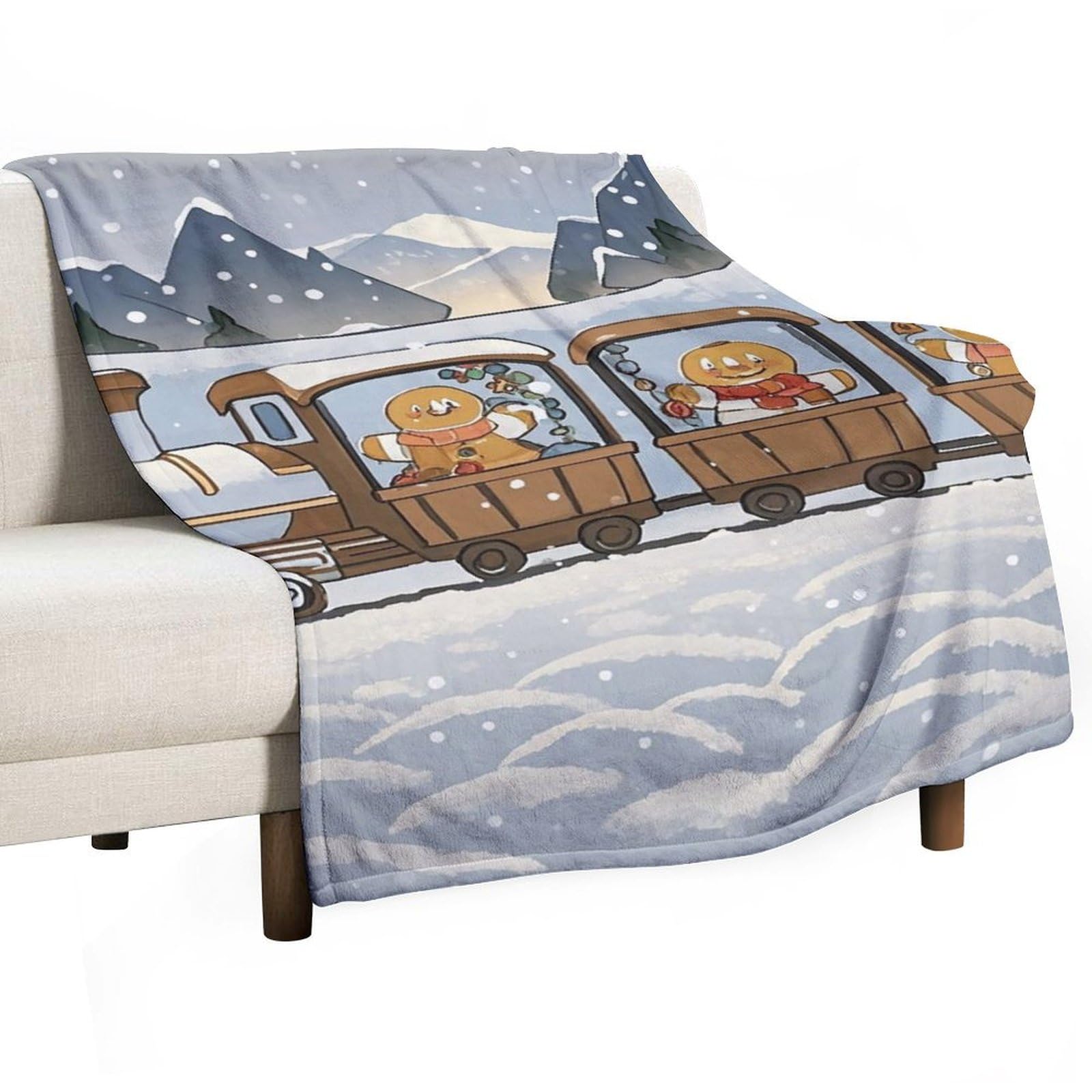 Couverture en flanelle anti-peluche plaid pain d'épice léger pour nuits fraîches lit canapé