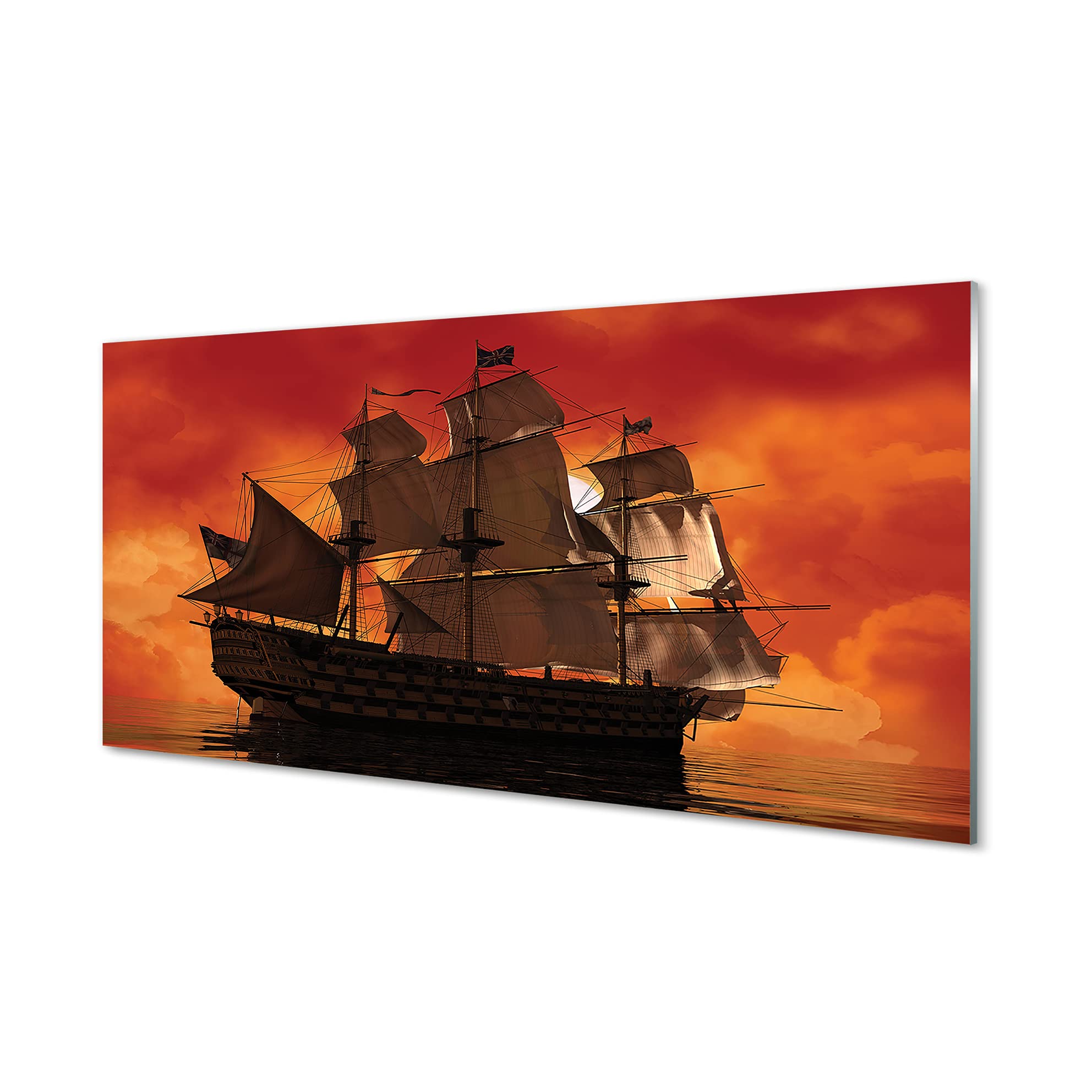 Crédence Adhésive Navire 120x60cm Dosseret Verre Trempé Cuisine