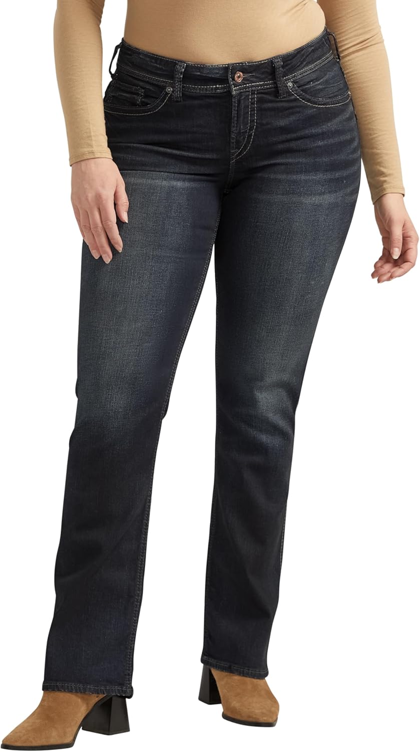 Silver Jeans Co. Women's Plus Size Suki Mid Rise Slim Bootcut Jeans