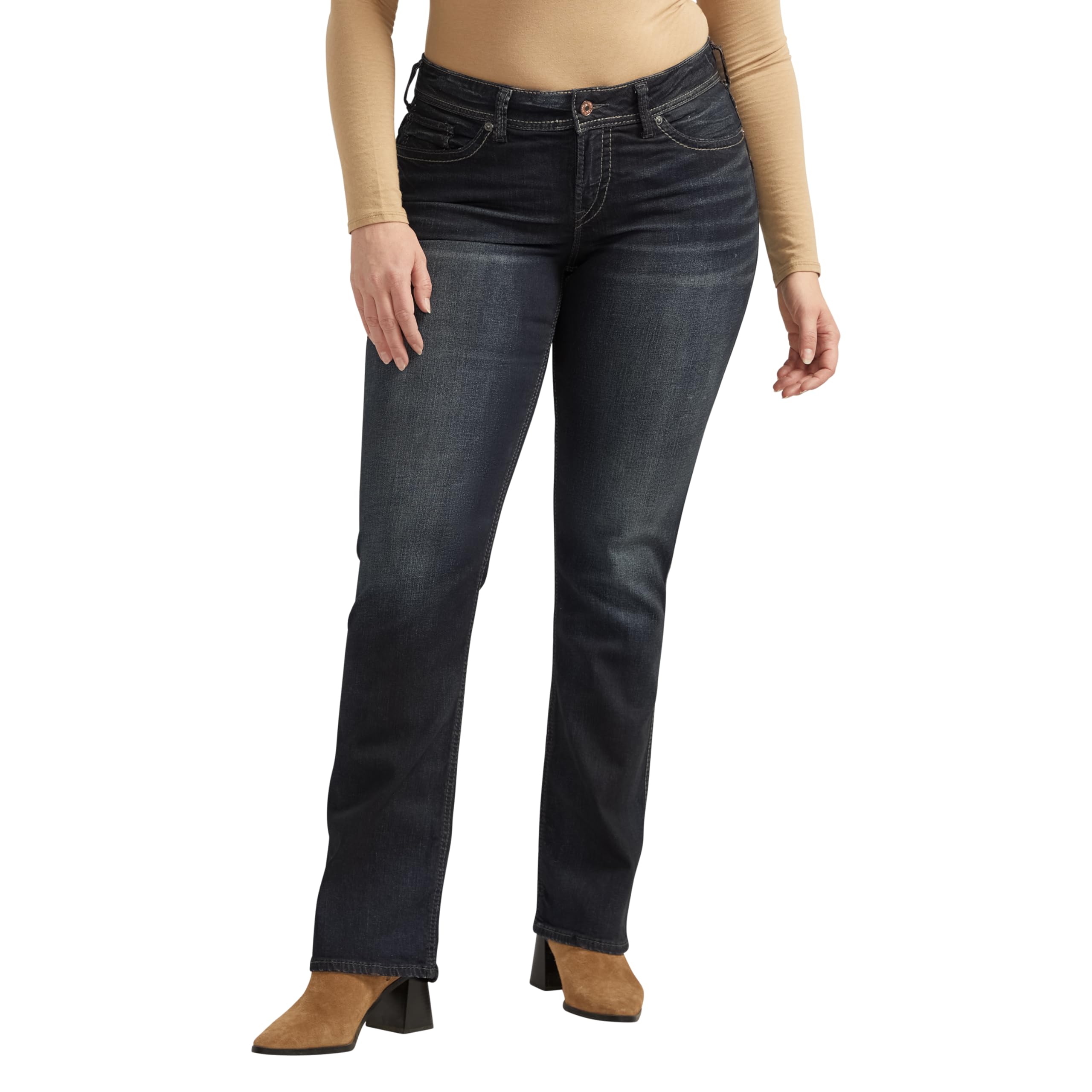 Silver Jeans Co. Women's Plus Size Suki Mid Rise Slim Bootcut Jeans
