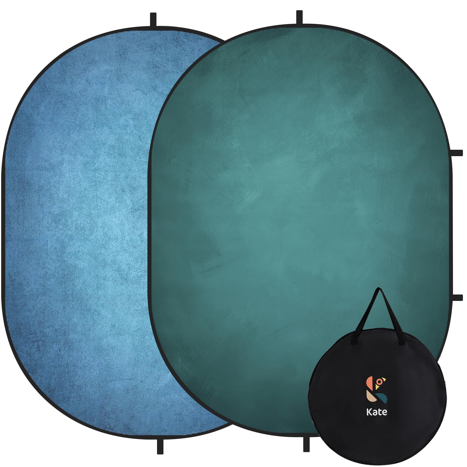 Kate Collapsible Backdrop Pop up Photo Backdrops Foldable Background Portable for Headshot,Portrait Photography,Video,5x6.5ft,Blue/Cyan