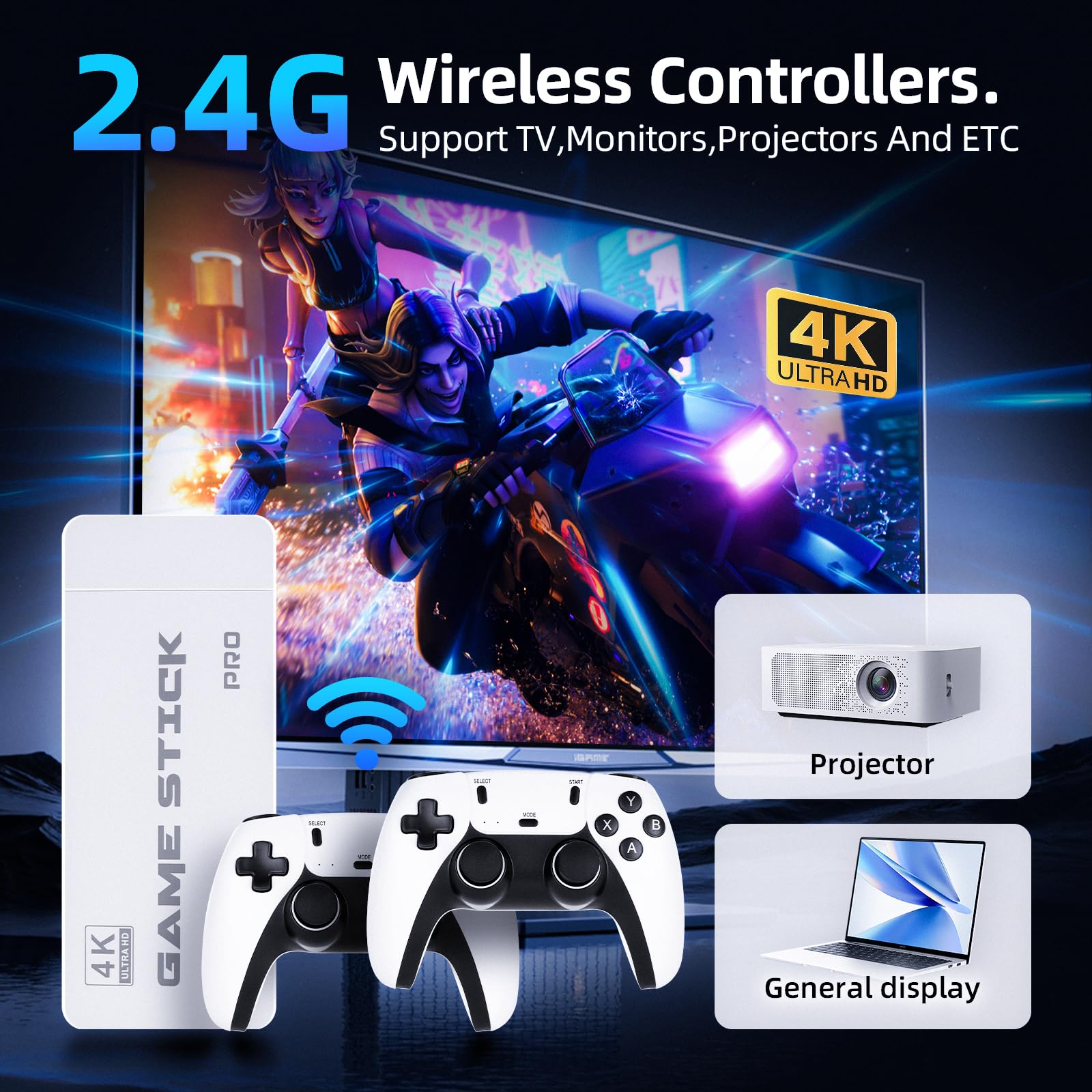LeonDesigns Retro-Spielkonsole Videospielkonsole 2 Spielecontroller, interne 64-GB-Karte 30.000+ Spiele, Arcade-Bildschirm 1080P/720P HDM-BLUE