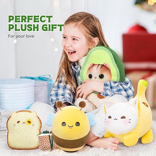 Miniatura 8 de Caaaat Juguete de peluche de animal de peluche, lindo cojín de peluche de gato, almohada de felpa de aguacate para niños y adultos, 9.6 pulgadas