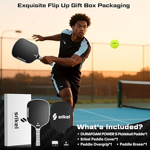 Miniatura 7 de DuraFoam - Paleta de pickleball profesional de fibra de carbono T700, raqueta de núcleo de espuma 100% para disparos consistentes, potencia y control