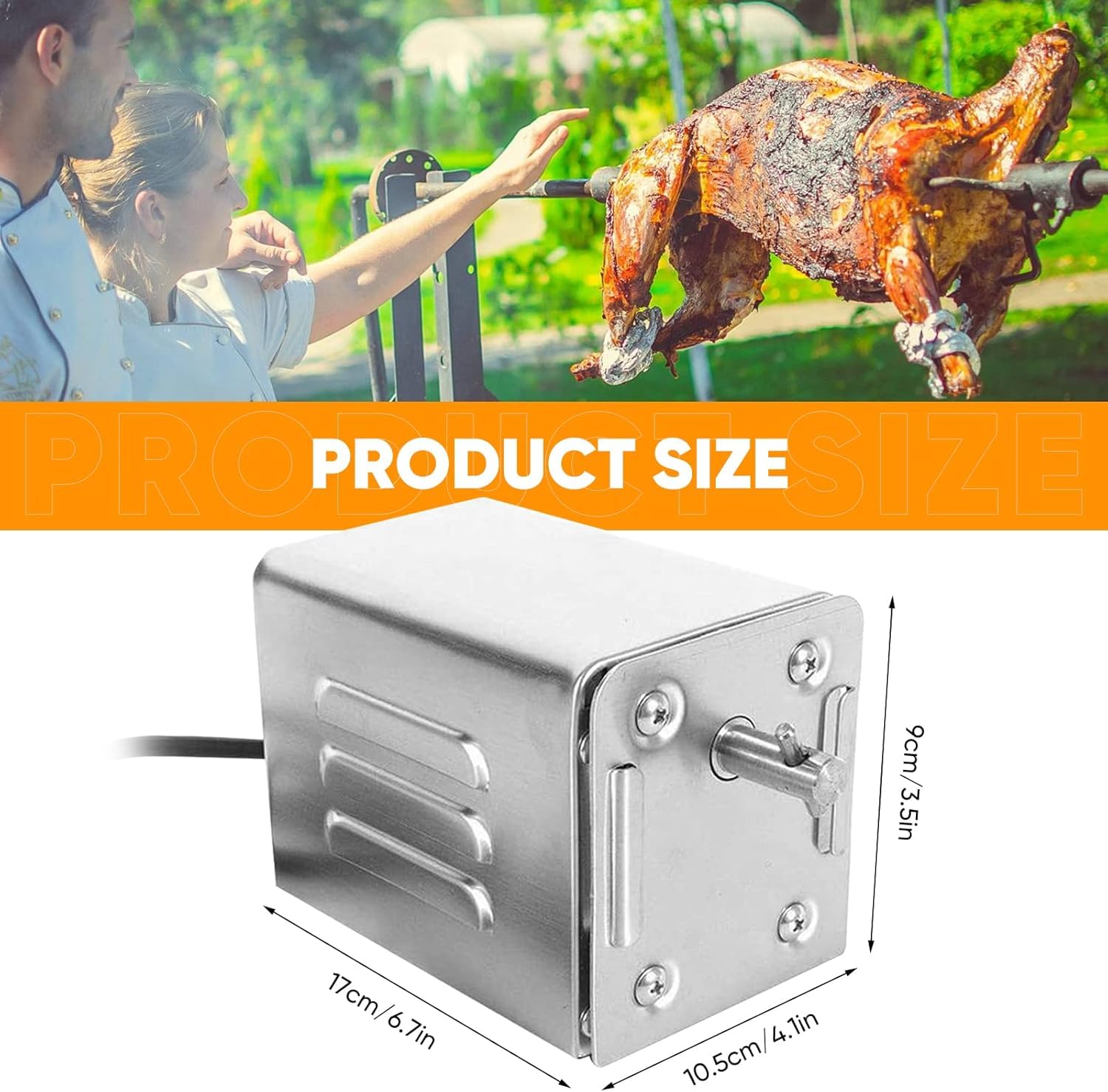 Motor para Barbacoa eléctrico，SP-S40 Barbacoa de Acero Inoxidable Motor Profesional Aplicado a Pollo, Cerdo, Cabra Asada a la parilla al Aire Libre (220V-240V)