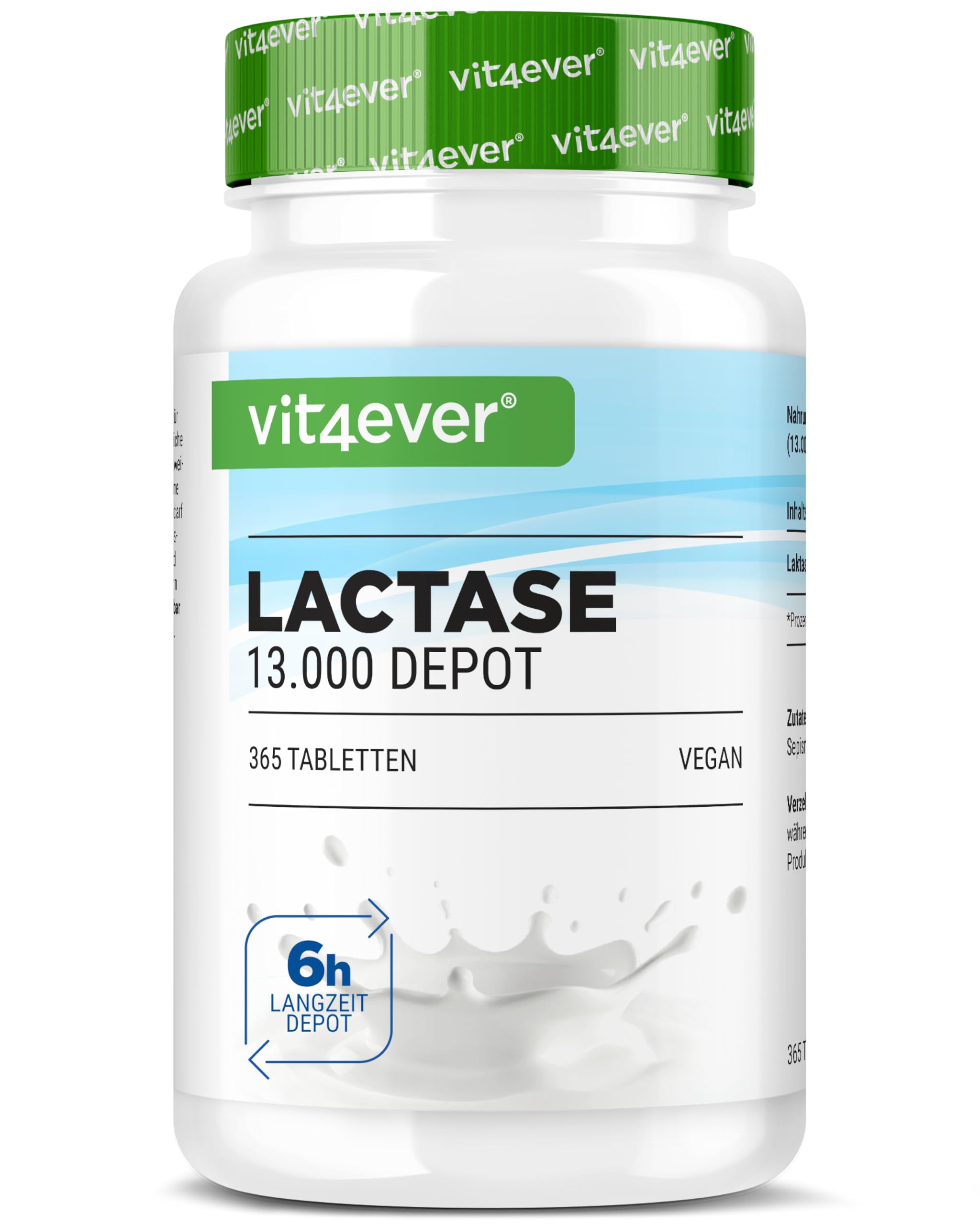 Lactase 13 000 Depot - 365 Comprimés à Libération Prolongée (Sepismart® Slow Release) - Hautement Dosé avec 13 000 Unités FCC - Pour Intolérance au Lactose et Intolérance au Lait - sans Additifs
