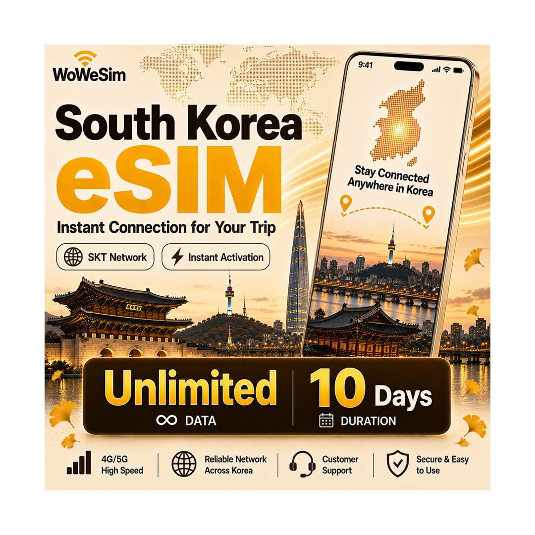 Korea eSIM Unlimited 10-Day 5G LTE Hotspot No Physical SIM