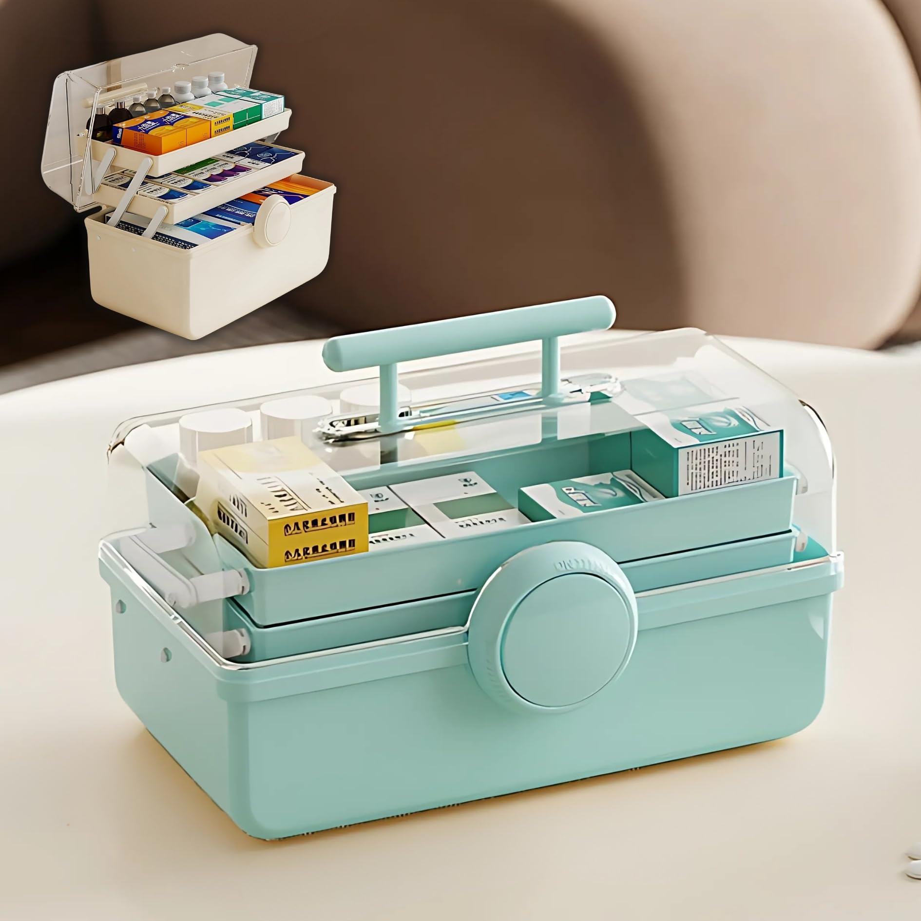 KiZY Medicine Storage Box | Portable Emergency First Aid Kit | Dustproof Transparent Lid | Multi Purpose Storage | for Home,Hospital, Office & Travel. (SKY BLUE)-image-38