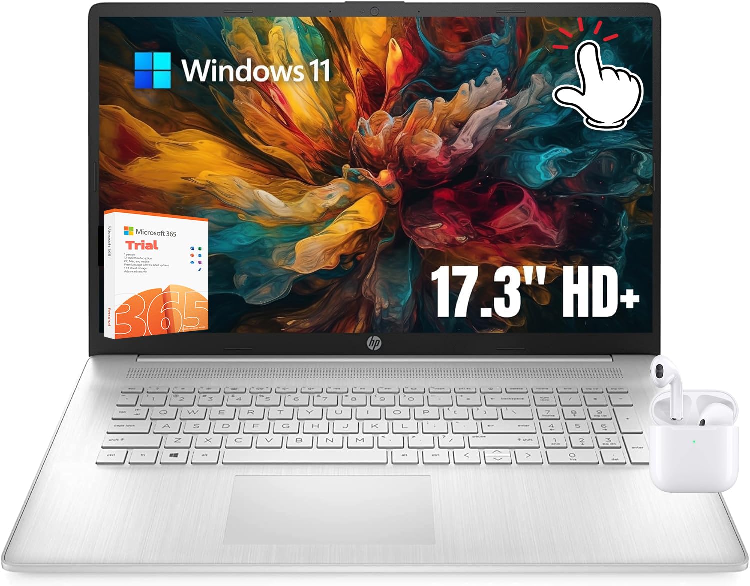 HP Laptop 17.3" HD+ Display, Intel I3-1215U 6-Core Processor, Touch Screen, 32GB RAM, 1TB SSD Drive, HDMI, USB-Type C, Windows 11，Wireless Earbuds