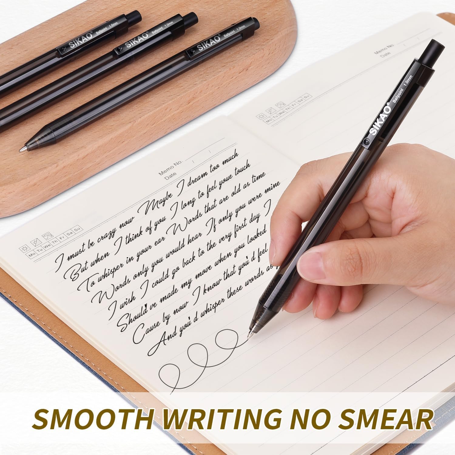 Black Pens Bulk, 60 Pack Retractable Ballpoint Pens, Black Ink 1.0mm Medium Point, Smooth Writing No-Smear, Click Pens for Teachers, Students, Restaurant Servers, School & Office Supplies - Image 5