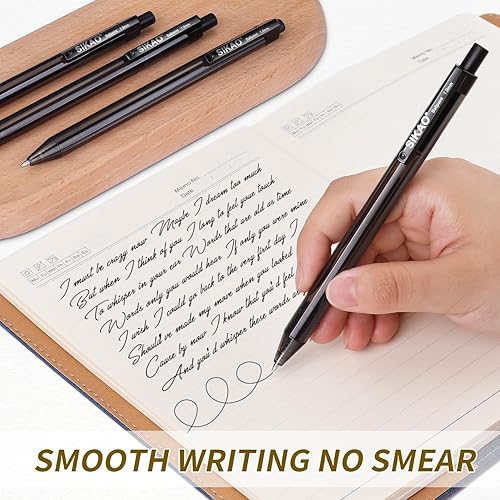 Miniatura 5 de Bolígrafos negros a granel, paquete de 60 bolígrafos retráctiles, tinta negra de punta media de 0.039 pulgadas, escritura suave, sin manchas,