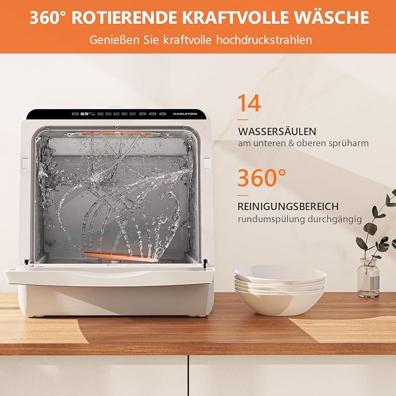 Karlxtom TDQR03A mini mosogatógép 6 program asztali freestanding