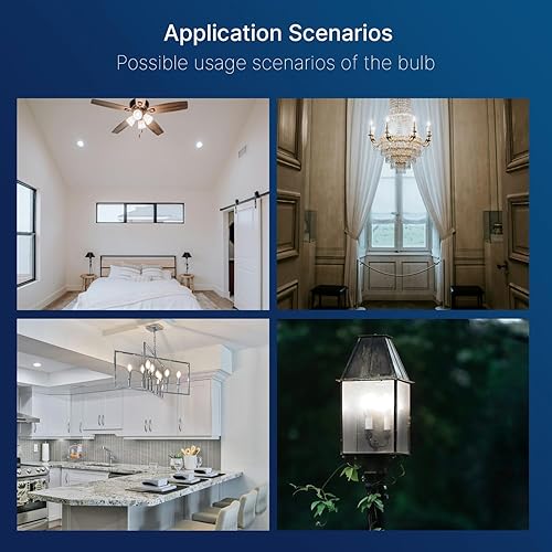 Miniatura 8 de FLSNT Bombillas LED E12 regulables de 5000 K de luz diurna B10, bombillas LED equivalentes a 40 W, 450 LM, acabado de vidrio transparente, paquete