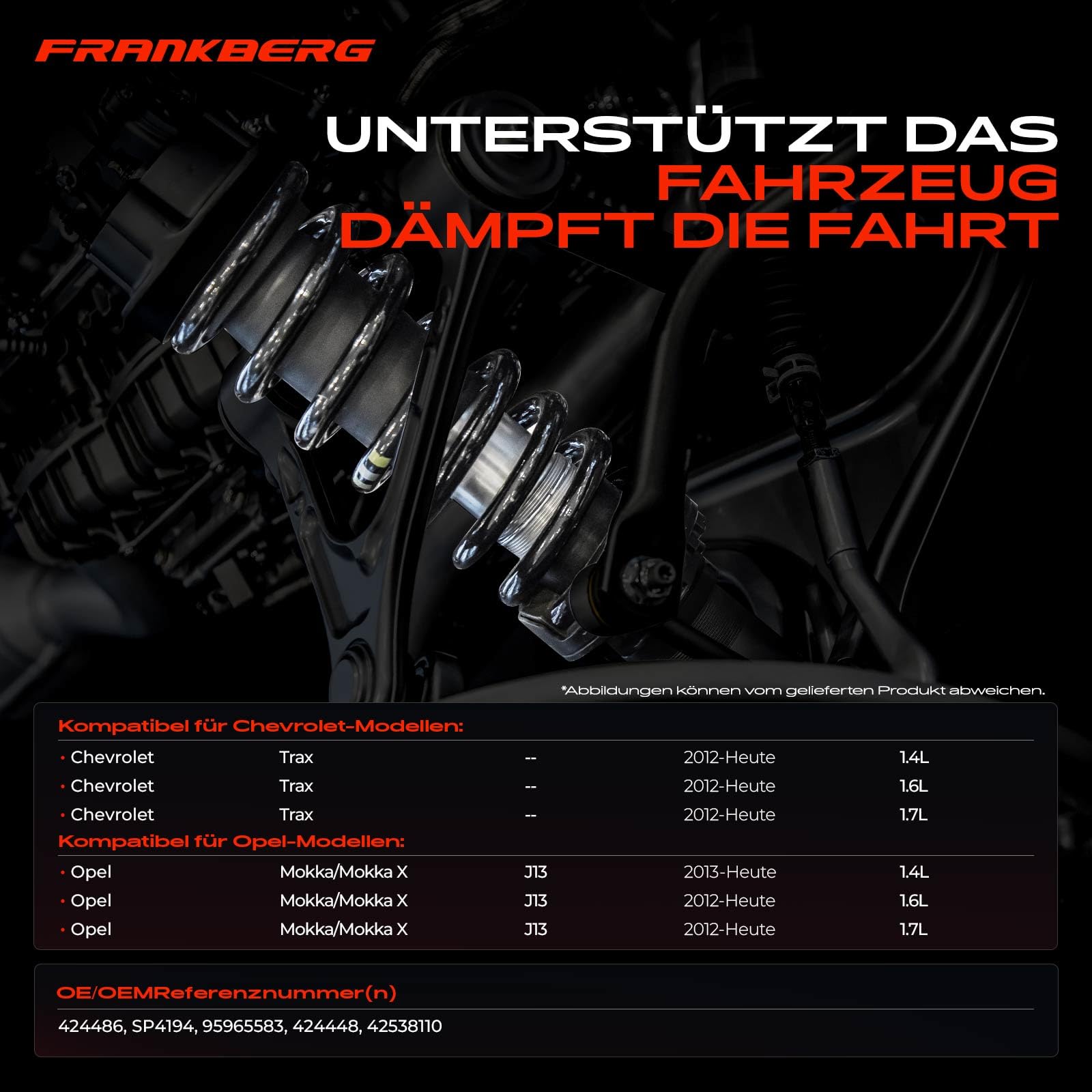 Frankberg 2x Fahrwerksfeder Hinterachse Kompatibel mit Trax 2012-2024 Mokka/Mokka X J13