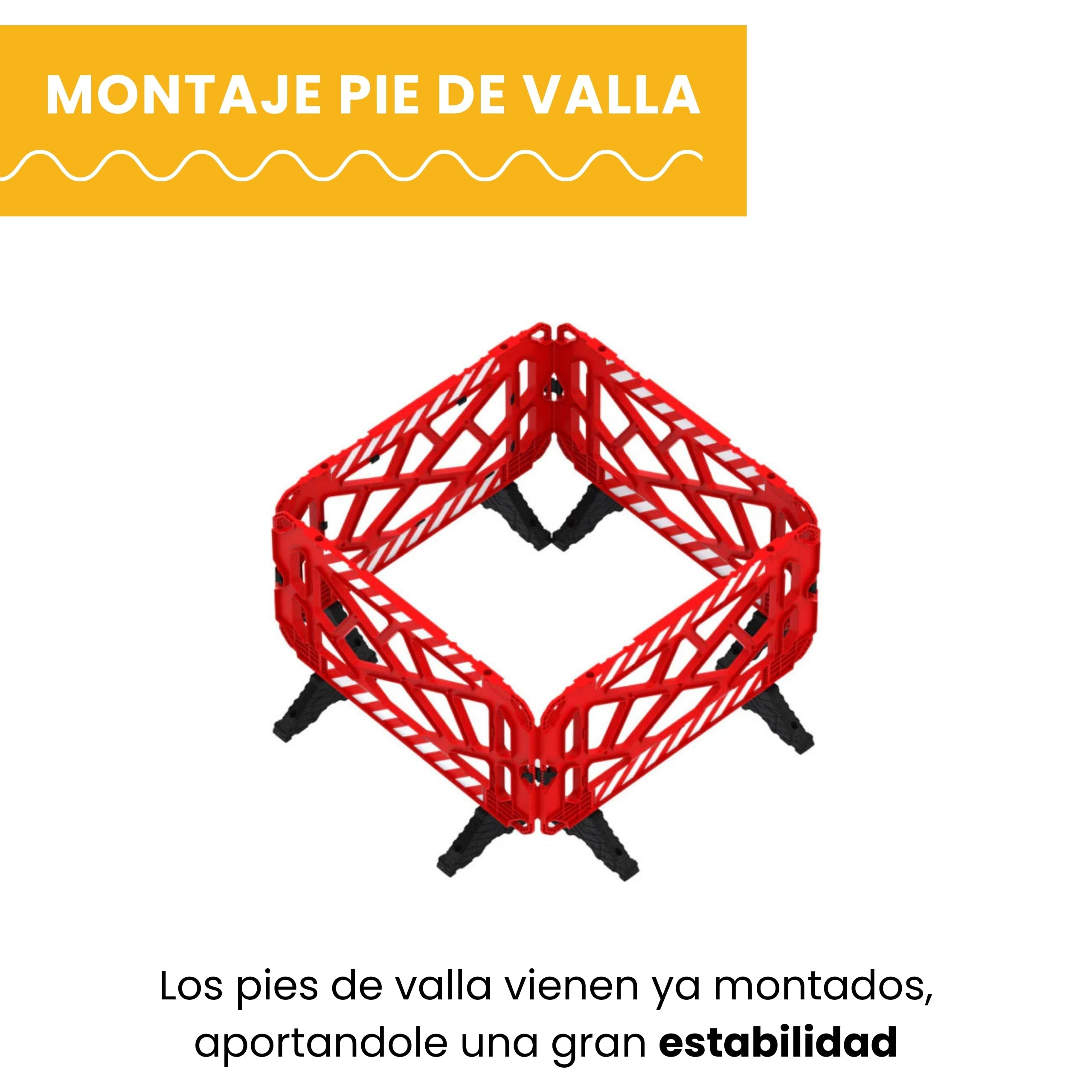 Valla de Obra Peatonal de Plástico 150 cm Rojo 1 Unidad