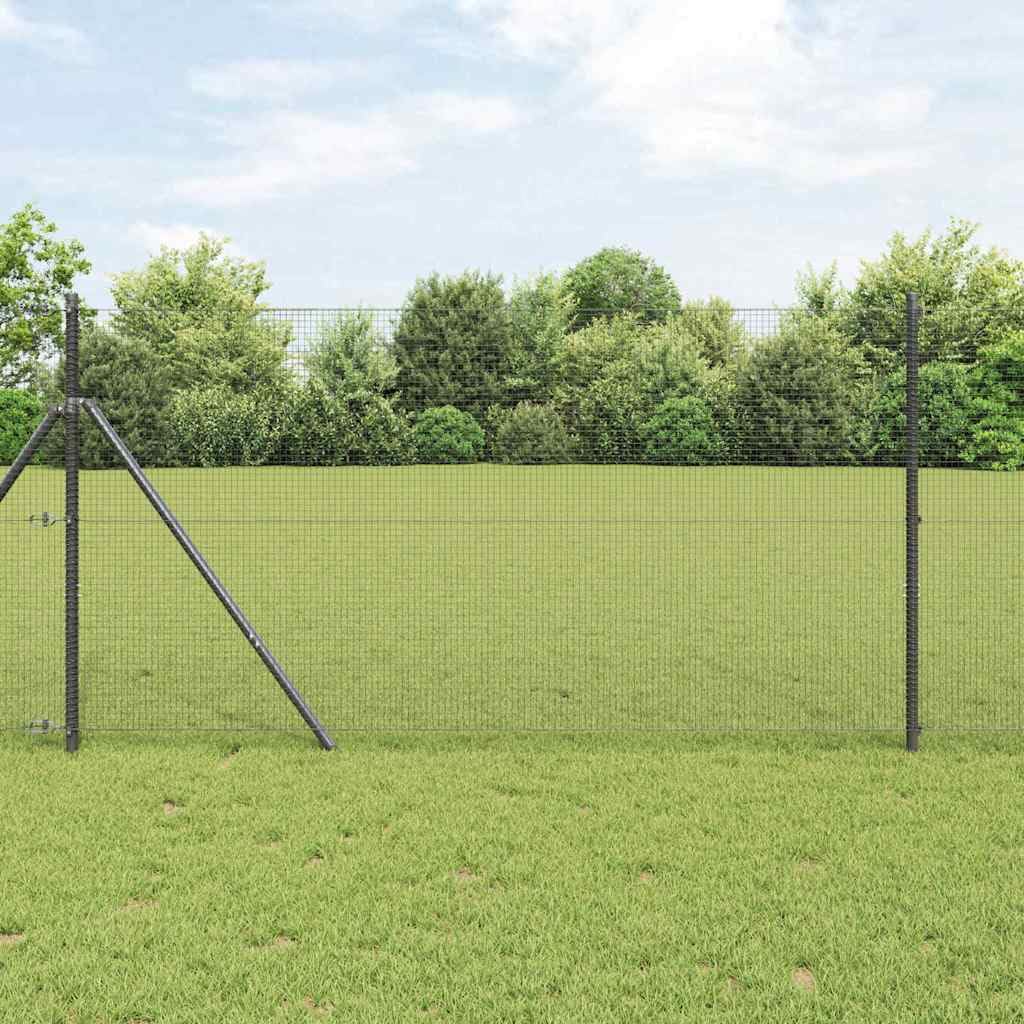 Geschweißter Drahtzaun Grau, robustes Zaunelement mit 2500x120 cm, Metall Gartengittermatte für Sichtschutz, Sicherheit und Abgrenzung auf Terrasse, Vorgarten und Grundstück