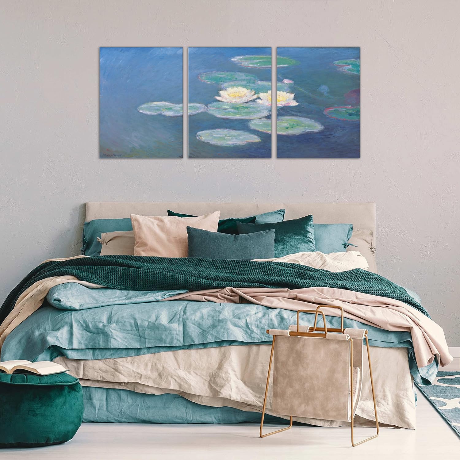 Amazon.co.jp: アートパネル3枚 クロード・モネ「睡蓮」油絵、風景画