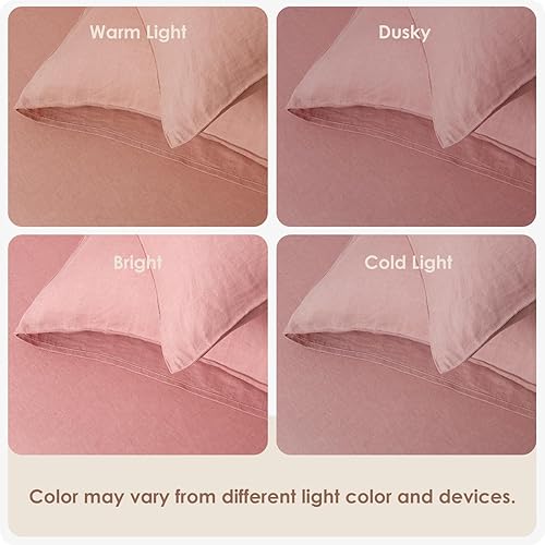 Miniatura 6 de DAPU Pure Linen - Juego de sábanas de 100% lino francés de Normandía, transpirable y duradero para personas que duermen con calor, juego de 4 piezas