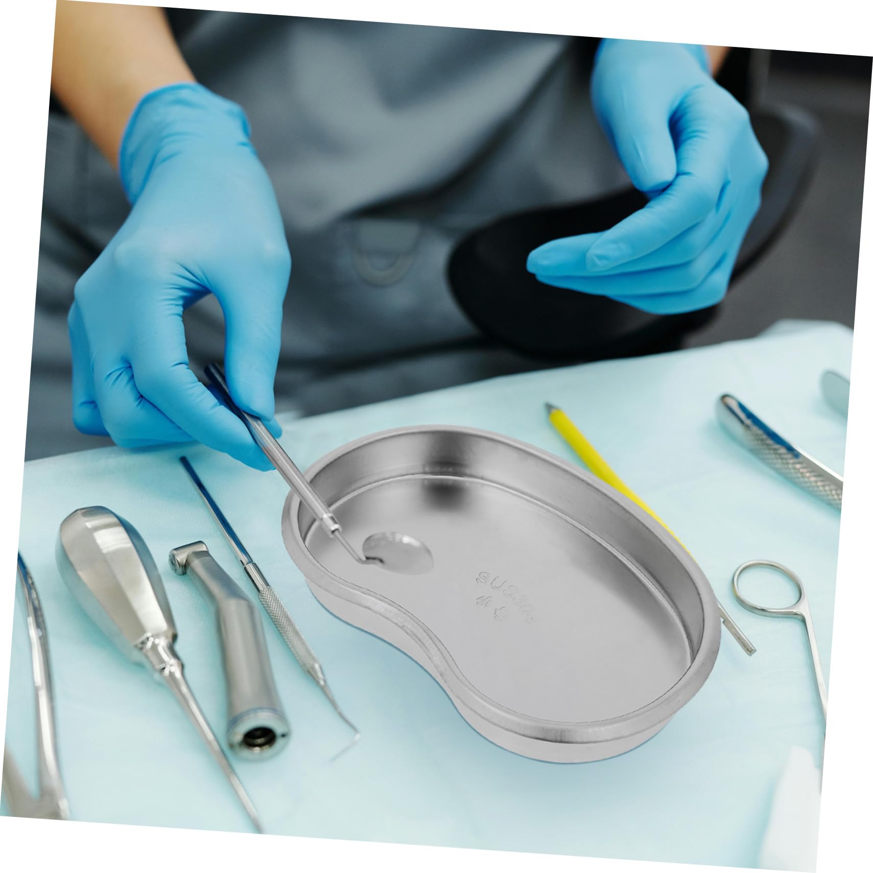 Cabilock Bandeja Oval de Acero Inoxidable Resistente Costuras para Instrumentos Médicos Reutilizable y Prueba de Fugas para Uso Clínico y Quirúrgico de Pequeño