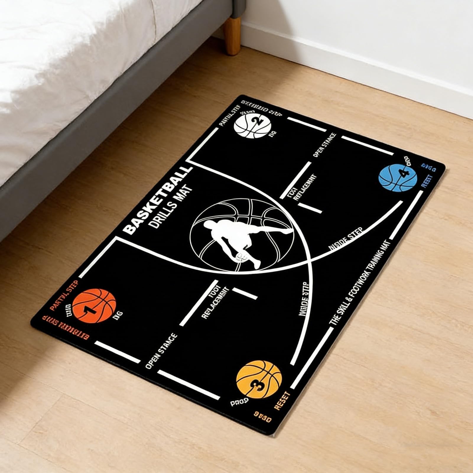Alfombra Entrenamiento Baloncesto, Base Entrenadora De Agilidad Antideslizante Y Silenciosa, Alfombra de Entrenamiento Antideslizante, Entrenador de Baloncesto Portátil para Niños Jóvenes Adultos Uso