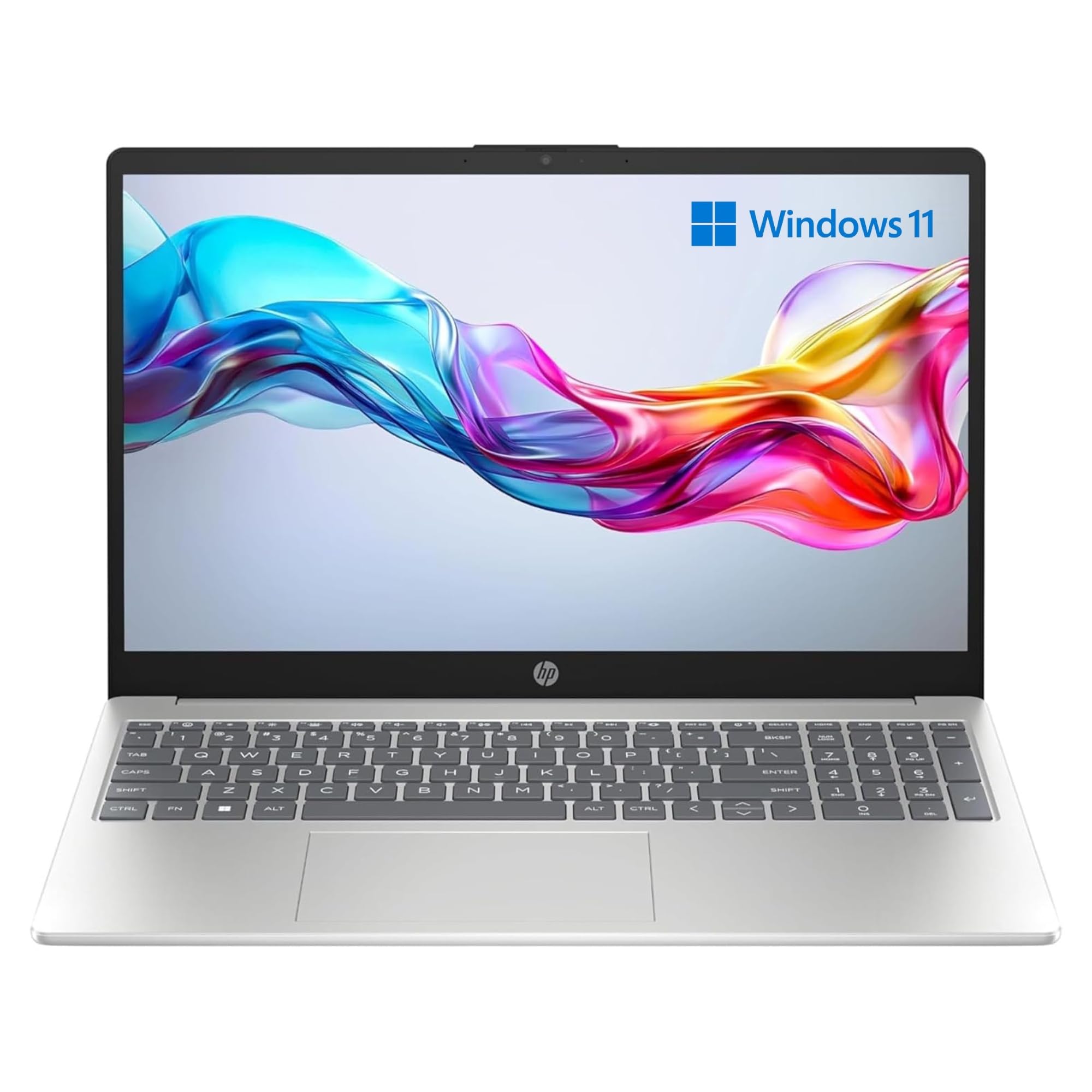 HP Laptop 15-fd0015sl, PC Portatile 15", Display 15.6" FHD Antiriflesso, Notebook, Intel Core i7 1355U, 16GB RAM, 512GB SSD, Intel Iris Xe, Webcam TNR, Windows 11, Computer Portatile, Argento, QWERTY
