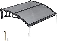 VEVOR 30x39 Inch Polycarbonate Door Awning, Smoky Gray - Drainage, UV Rain Snow Protection for Porch Patio Entry