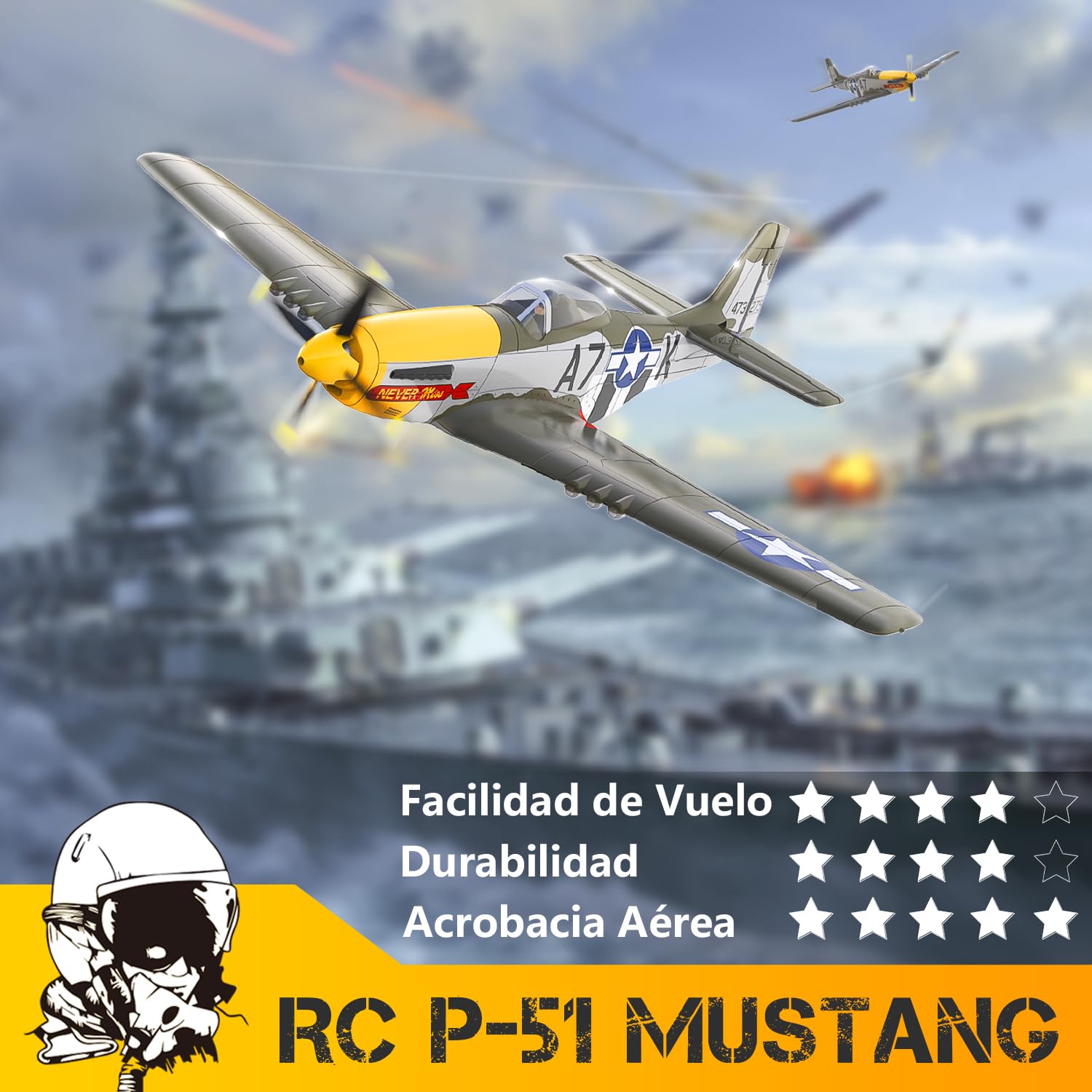 Aviones Teledirigidos HAWK'S WORK RC Plane P-51D Mustang 500mm,