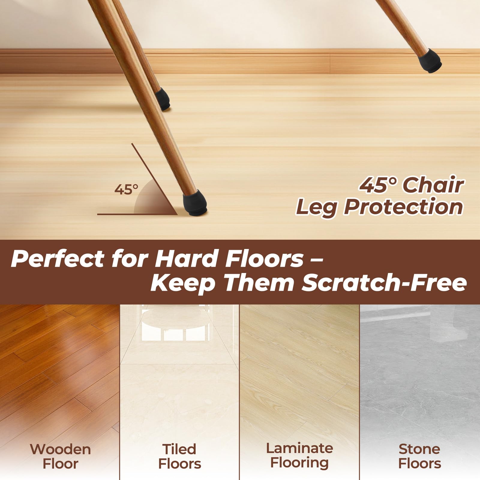 24 Pcs Chair Leg Floor Protectors, Medium Round (Fit Diameter: 20-30mm), Extra Thick Felt Pads with Reinforced Base - Image 3