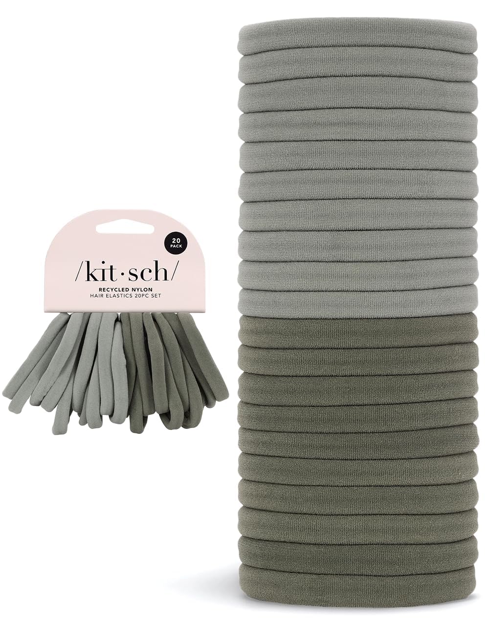 Nylon Hair Ties for Girls & Women - No Snag, Pain-free Hair Ties No Damage Ideal for Ponytails, Updos & Braids | Ideal Gifts for Women, 20pcs Eucalyptus