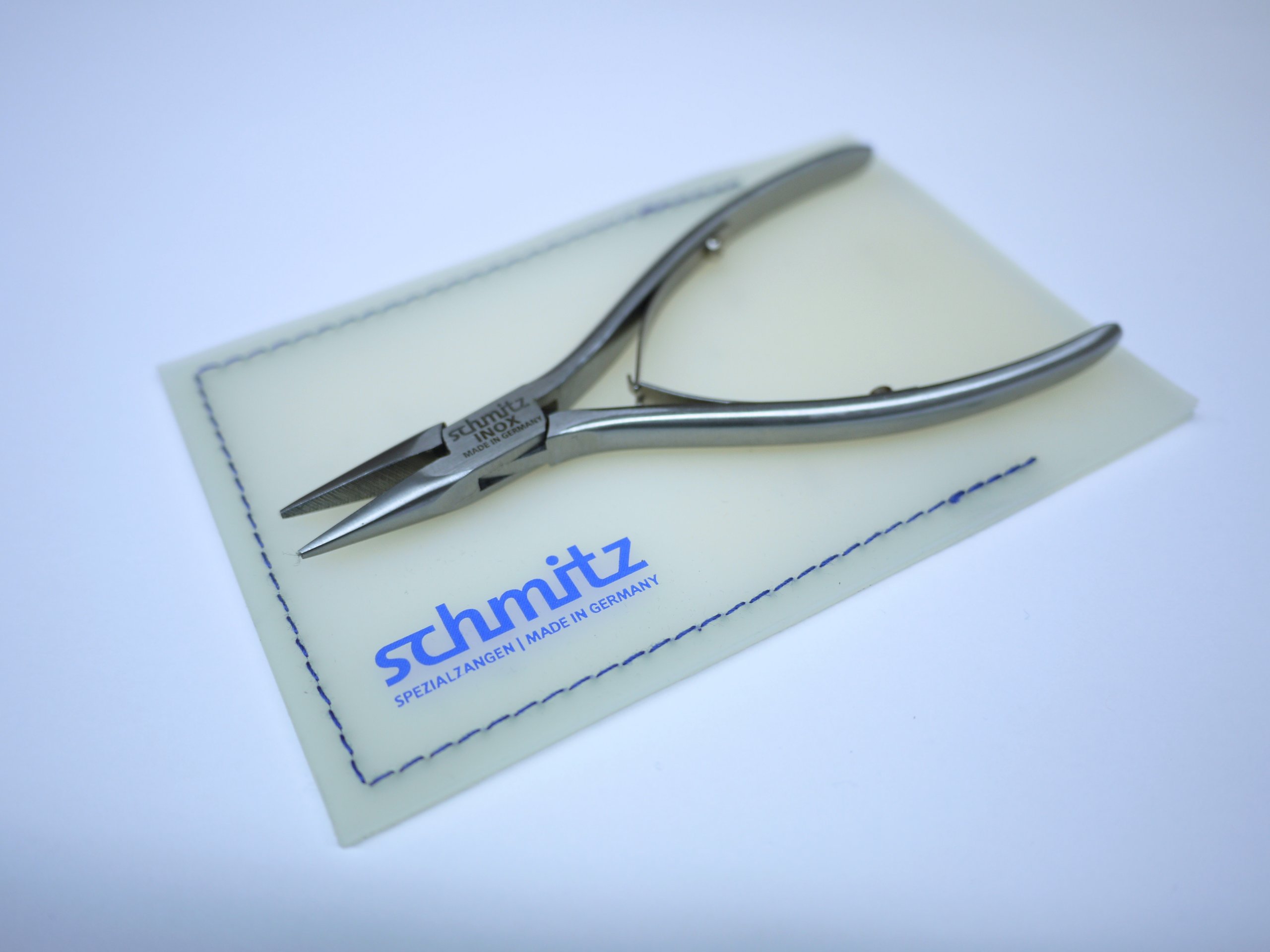 Needle Nose Pliers 4.3/4'' - schmitz 4212FP00-RF - INOX - Stainless Steel - short, straight and crosswise serrated jaws - Hightech tool for professionals - Made in Germany - Solingen