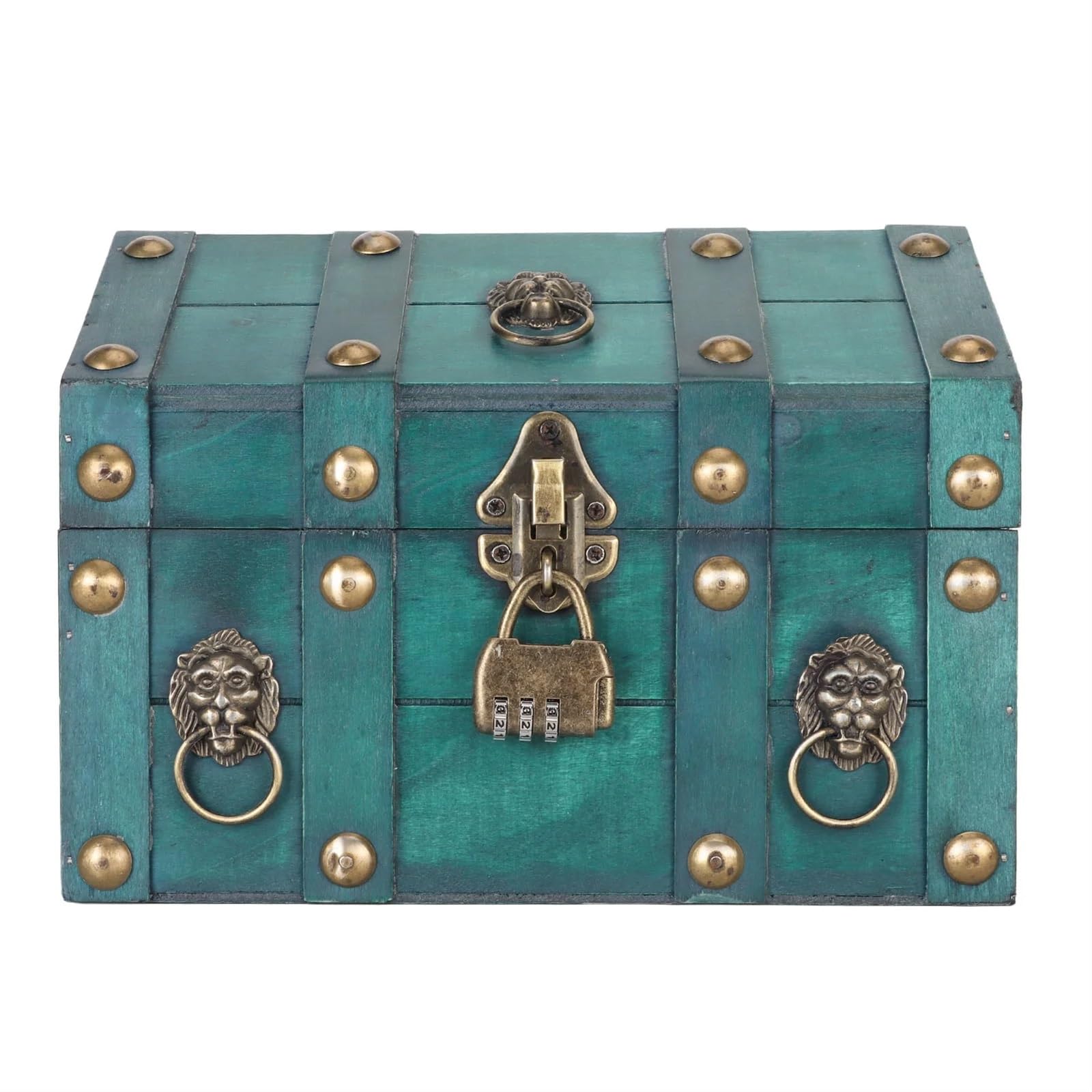 YShiuoL Wooden Storage Box Jewelry Treasure Chest Storage Box with Combination Lock Handcraft Exquisite Wooden(Green)