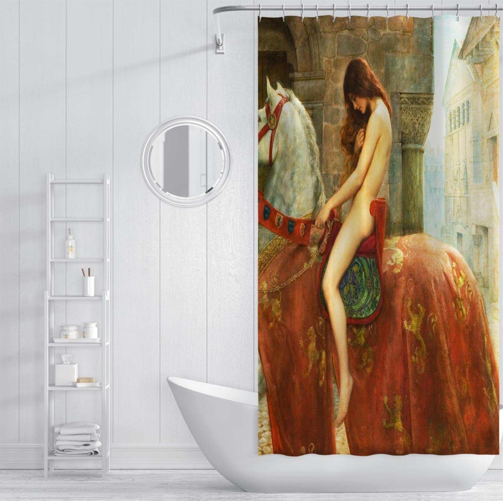 John Collier Cortina de ducha con ganchos Riding Woman Bathroom Shower Curtain Sets Impermeable Quick Dry Bathtub Curtains Hotel Quality 200x200 cm