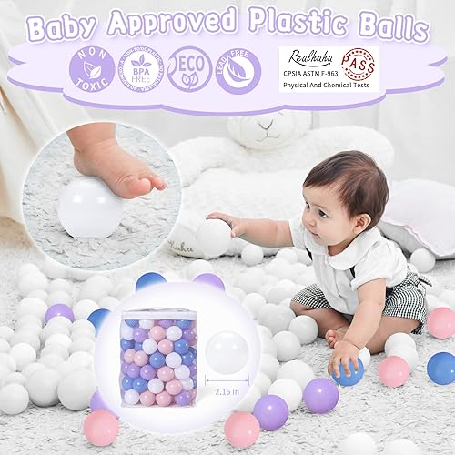 Miniatura 3 de Realhaha Pelotas para pozo de pelotas, pelotas de juego para bebés, bolas de plástico suave para niños pequeños, cumpleaños, piscina, tienda de