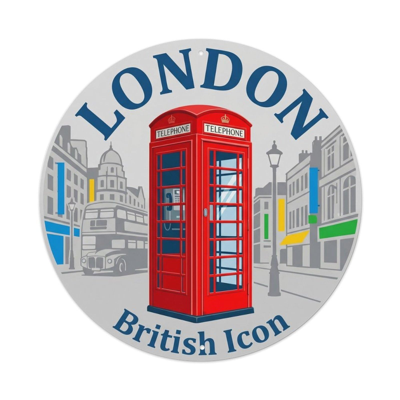 Vintage Travel Telephone Box London Metal Tin Sign Plaque