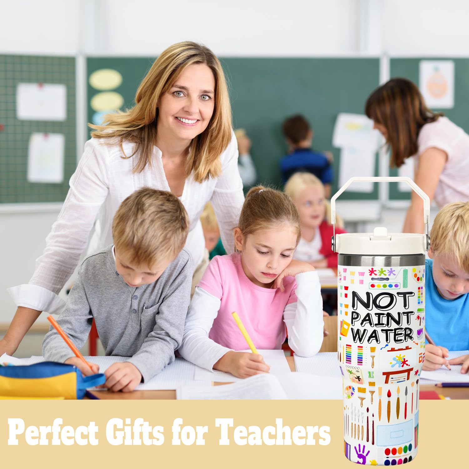 Art Teacher Gifts 30 Oz Art Teachers Insulated Tumbler Cup Teacher Appreciation Gifts For Women Men Travel Mug With Straw And Handle