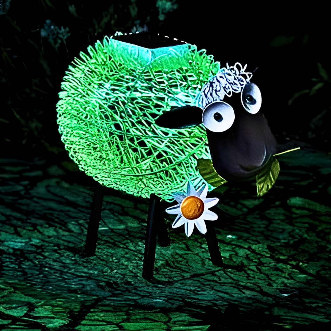 Garden mile Large Solar LED Sheep Ornament - 26cm Metal Sheep Solar Garden Ornament with Timer - Weatherproof LED Outdoor Lights For Decorative Lights, Gifts For Gardeners & Outdoor Solar Lighting
