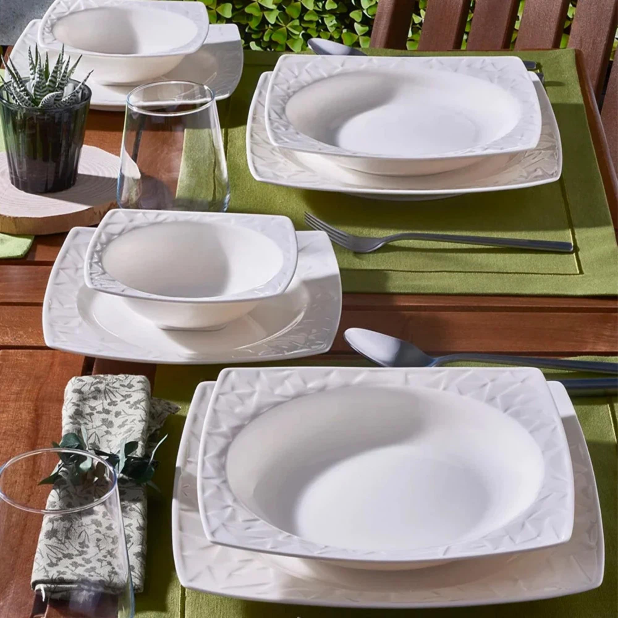 NORDIC SCHILLER Porzellan Tafelservice, 6 Personen, 24-tlg., Vivente Series, Elegant Geschirr Set, Teller Set, Suppenteller, Essteller, Dessertteller, Servierteller, Geschirrsets