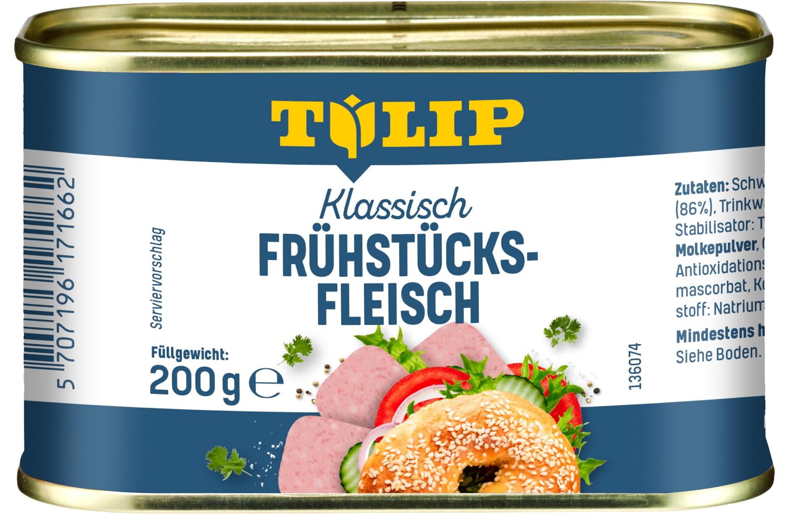 TULIP 6x Klassisches Corned Beef 340g + 6x Schweine-Frühstücksfleisch 200g | leckeres Rinder und Schweinefleisch | 98% Rindfleisch und 86% Schweinefleisch