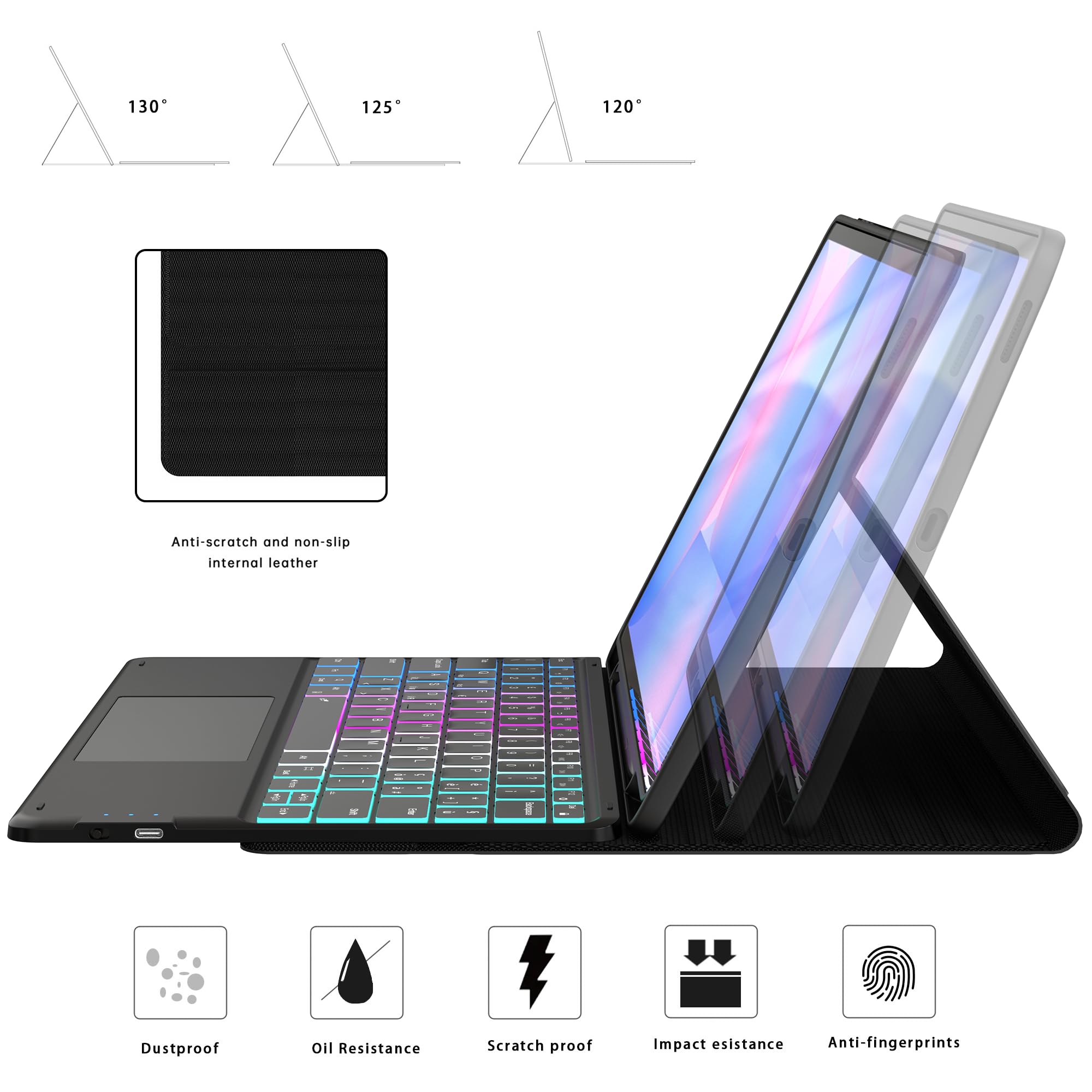 Custodia Con Tastiera per Samsung Galaxy Tab S10 FE+ Plus 13.1 Pollici 2025 | retroilluminata a 7 colori, trackpad multi-touch, Layout italiano QWERTY, rimovibile, portastilo, Protezione in TPU, studente