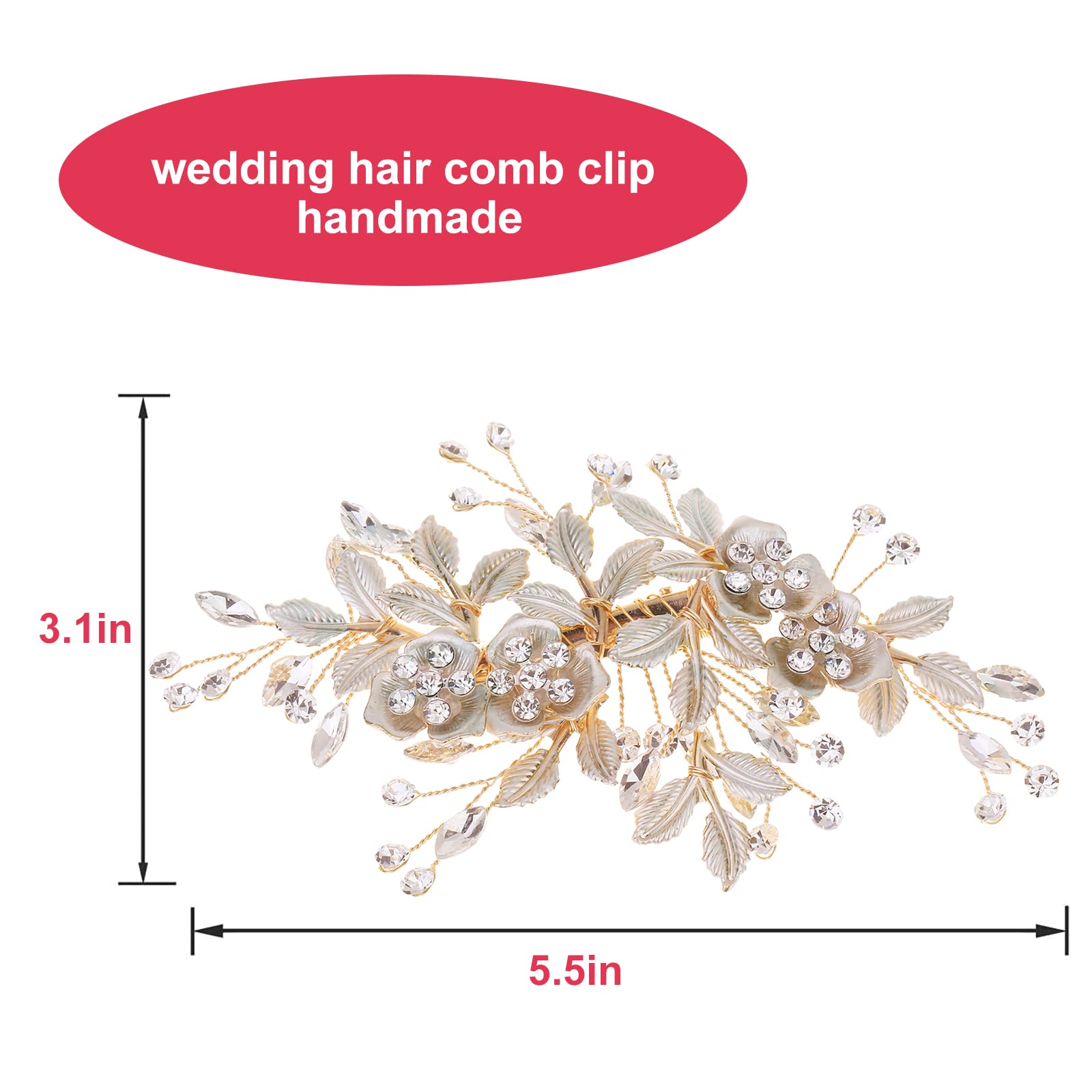 Pettine per capelli da sposa, Fermagli per Capelli da Sposa, Tiara nuziale petalo foglia d'oro,copricapo per la testa per matrimonio, articolo di gioielleria adatto a spose e damigelle