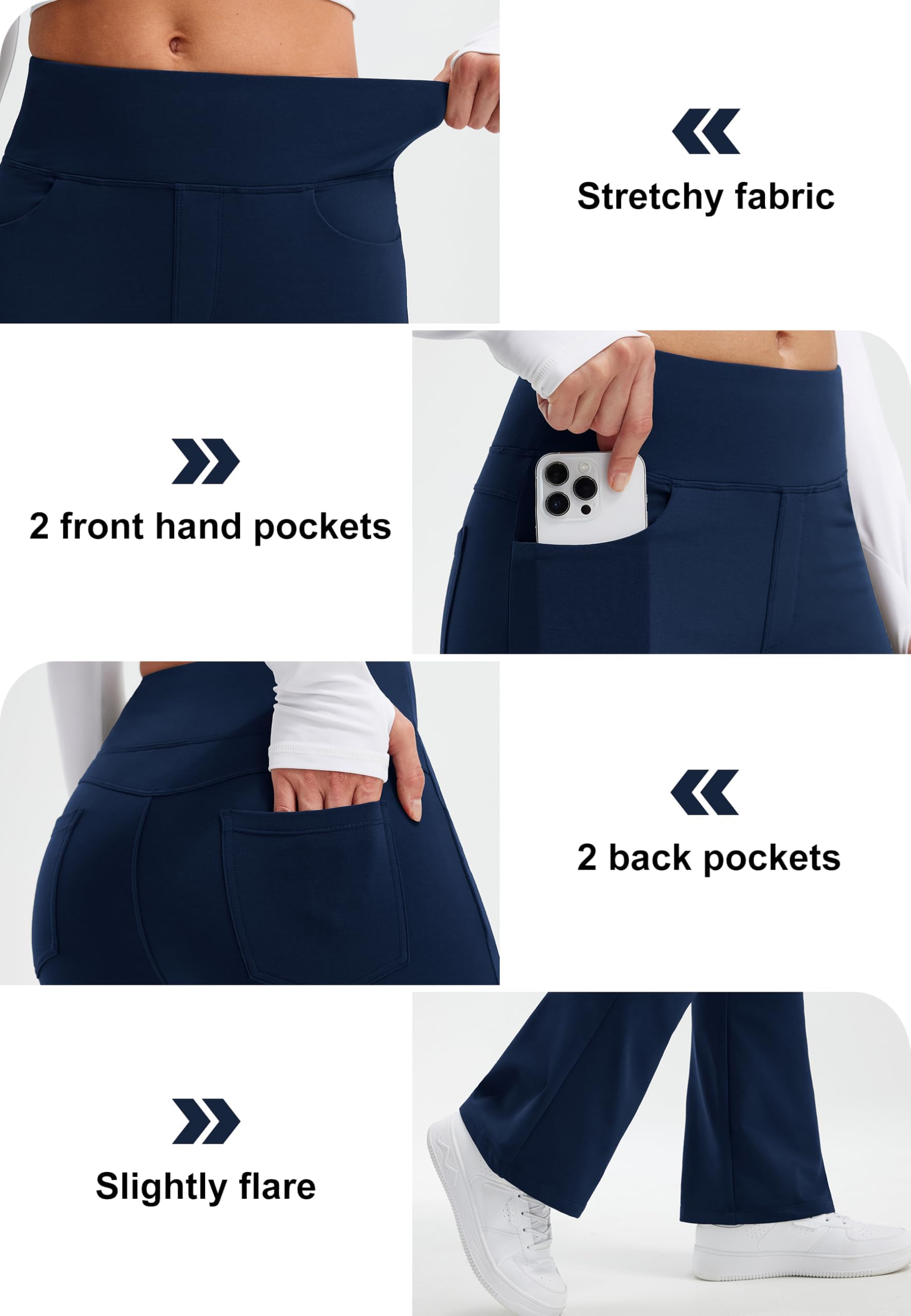 Libin Leggings Termici da Donna con Flared Pantaloni Invernali in Pile Vita Alta Impermeabili da Yoga Trekking con tasch