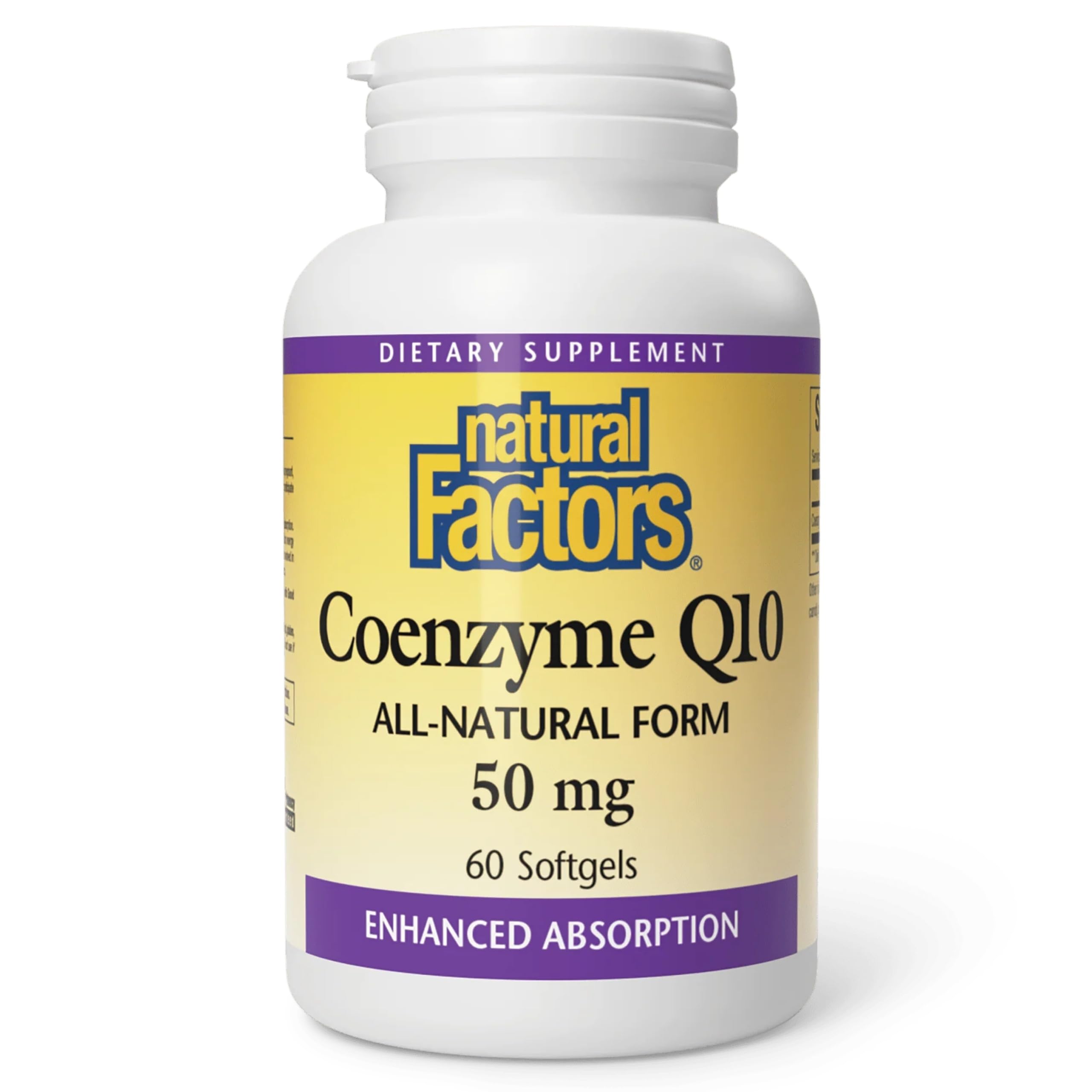 Natural Factors Coenzyme Q10 - Antioxidant Support Supplement Supports Cellular Energy Production - Better Absorption Aids Healthy Heart Function - 50 mg, 60 Softgels (60 Servings) 60 Count (Pack of 1)