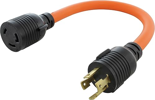 AC WORKS Enchufe de bloqueo NEMA L14-30P de 4 clavijas de 30 amperios 125250 voltios a conector hembra de bloqueo L6-30R 30Amp 250Volt (flexible)