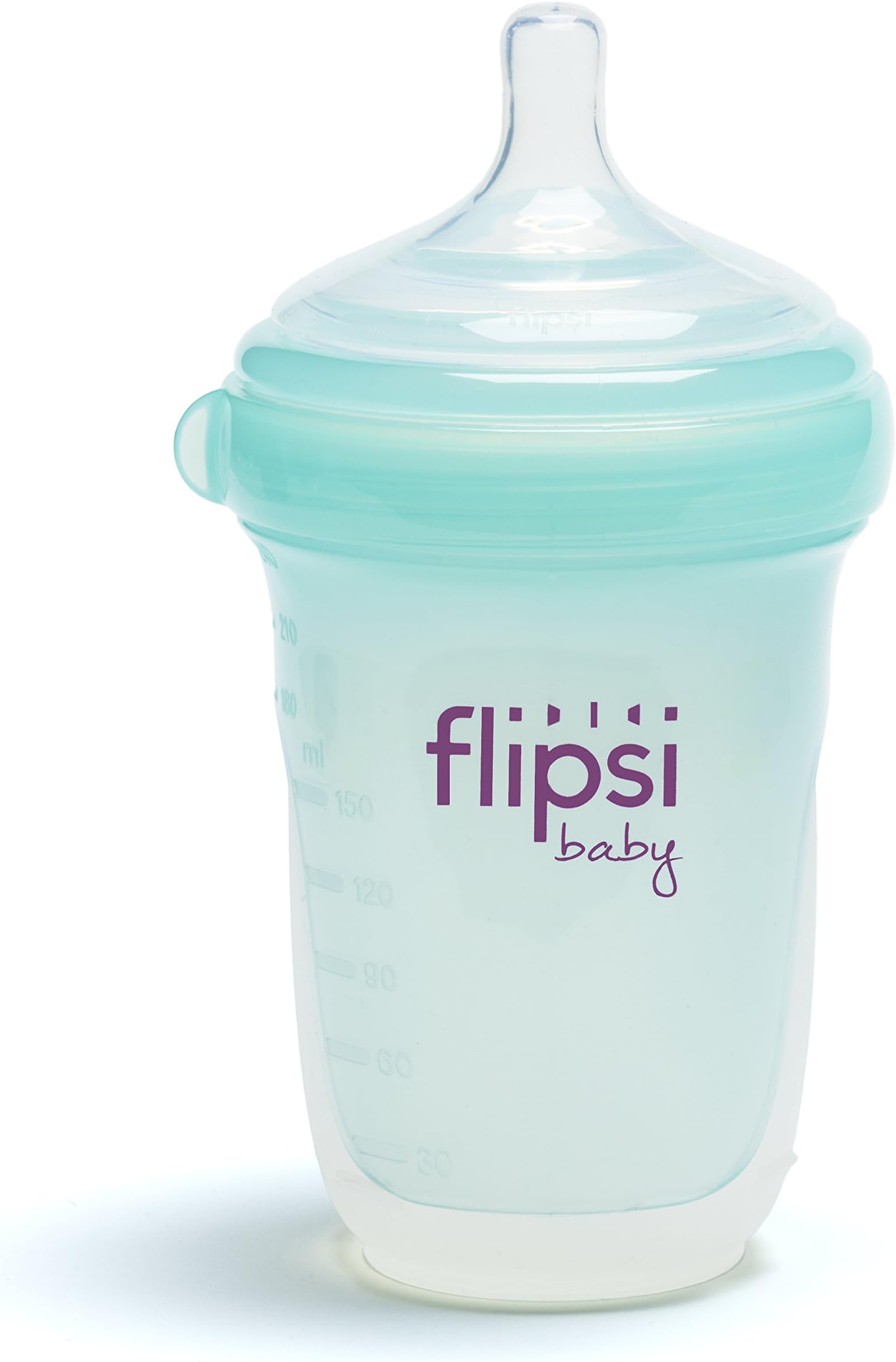 Flipsi Natural Silicone Baby Bottle | 8 oz - Natural, BPA-Free, Colic Reduction, Easy Clean, Dishwasher-Safe (Violet)