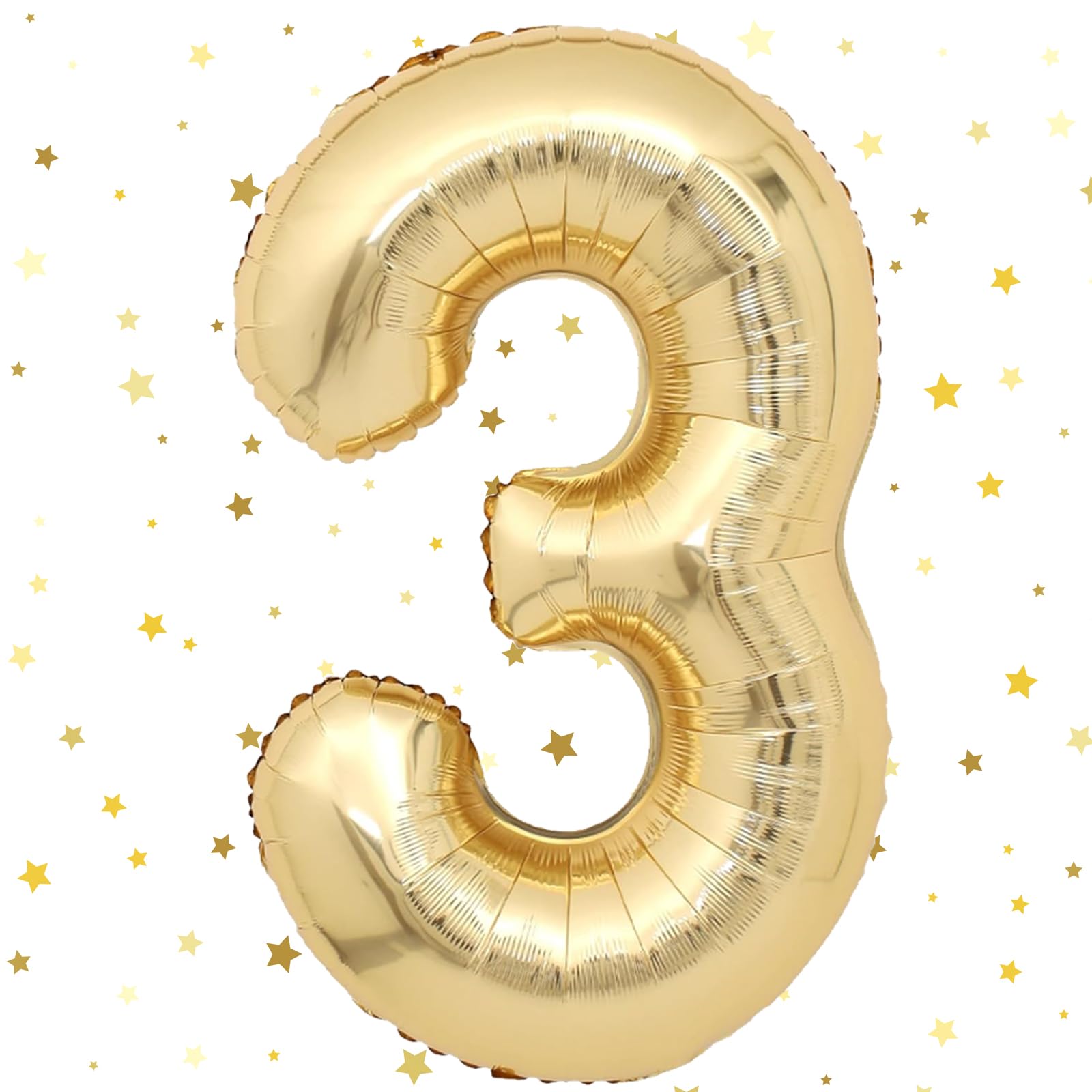 VUCDXOP 40 Inch Number 3 Balloon, Golden Champagne, 1 Count, Self-sealing, Helium/Air Inflatable, Wedding/Birthday/Anniversary, Unisex, All Ages, Party Enthusiasts — image 1