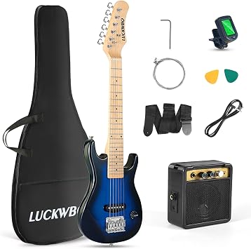 30 Inch Kids Electric Guitar Beginner Kits ST Style Mini Electric Guitar for Boys Girls,Electric guitar Starter Kit w/ 5W Amplifier, Strap, Gig Bag, Strings, tuner,strings,PicksBlue Burst