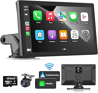 Wireless Apple Carplay Car Stereo,Portable 9'' Touch Screen Apple Carplay and Android Auto,2.5K Dash Cam,1080p Backup Camera DVR,Drive Mate Carplay Navigation with Mirror Link/Siri/FM/Bluetooth