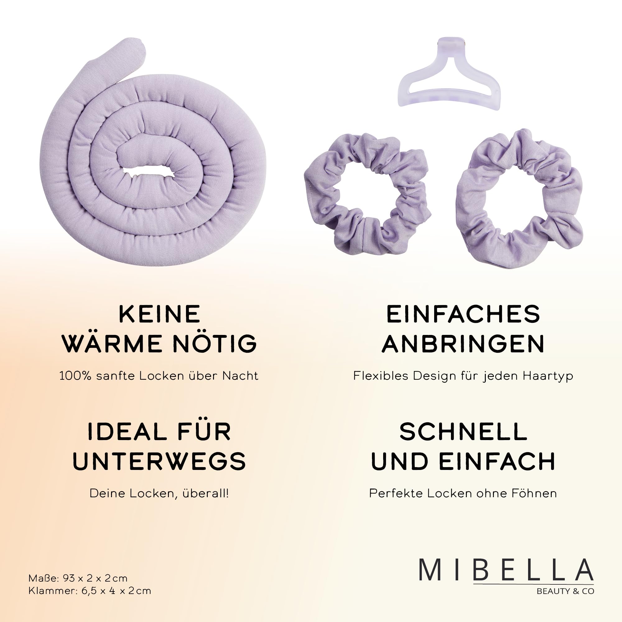 MIBELLA BEAUTY & CO Lokówka do włosów na noc bez wysokiej temperatury, zestaw fryzjerski do długich włosów – Heatless Curler do prostych loków bez wysokiej temperatury podczas snu – łatwa obsługa
