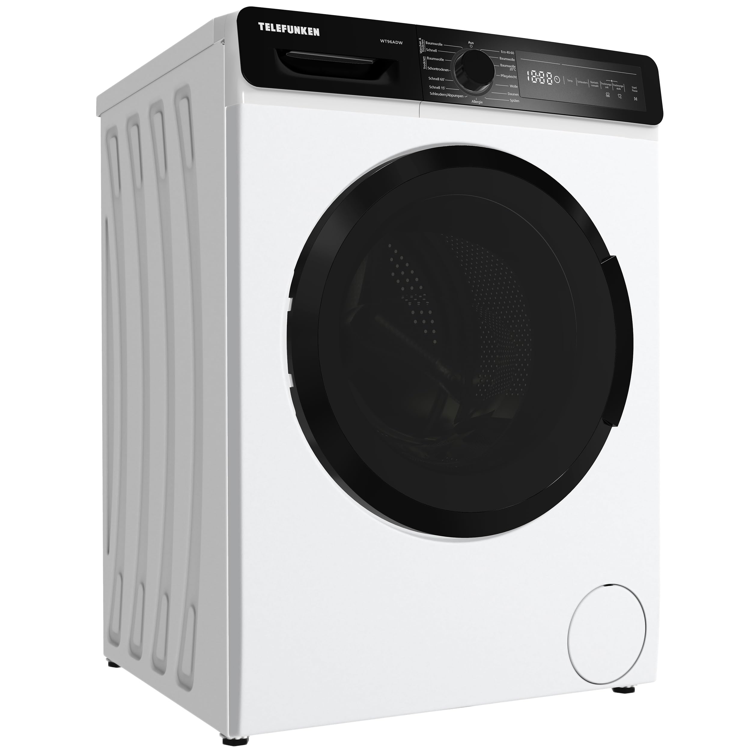 Telefunken Waschtrockner, 9 kg Waschen / 6 kg Trocknen, Waschmaschine mit Trockner integriert, 1400 U/Min, Frontlader Waschtrockner Kombi, Inverter Motor, AquaStop, Energiesparend, Weiß, WT96ADW