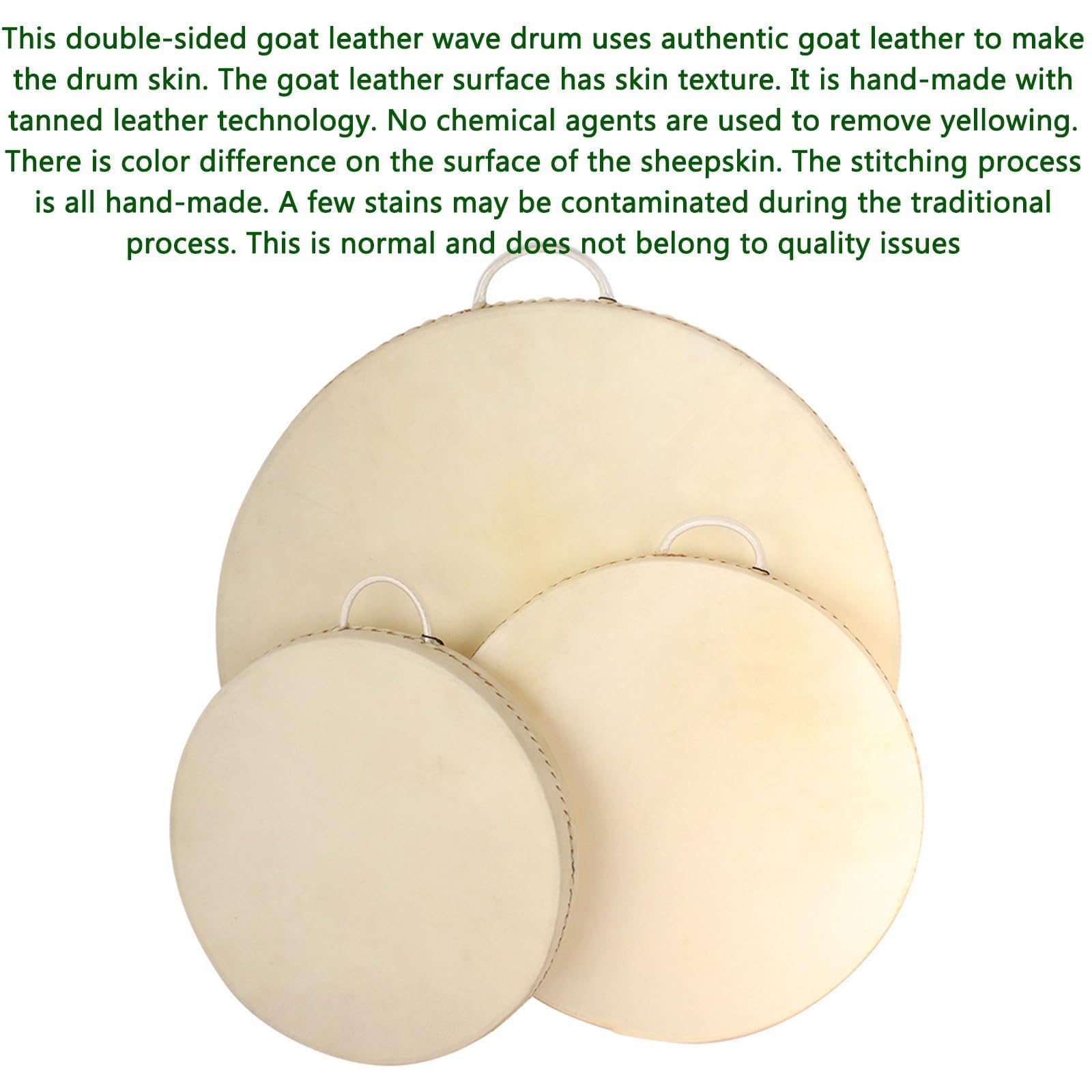 Ocean Drum - Strumento a percussione etnico da 30,5 cm, 40,6 cm, 50,8 cm, per guarigione del suono, tamburo ondulato a doppia faccia in pelle di capra, suono lenitivo, per rilassarsi, meditazione